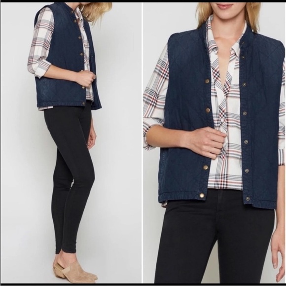SOFT JOIE KIELAH Quilted Denim Vest - Picture 1 of 8